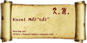 Kszel Máté névjegykártya